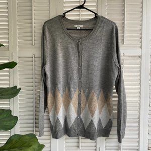 Croft & Barrow Women's XL Fair Isle Sweater Button Up Cardigan Grandma Argyle